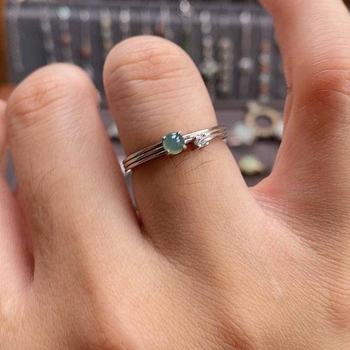 翡翠戒指银S925镶嵌0054