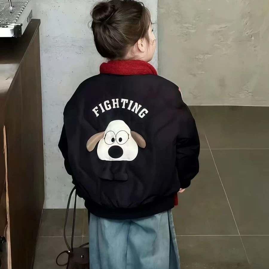 儿童加棉棒球服2025新款时尚男女童休闲外套中小童卡通洋气上衣潮