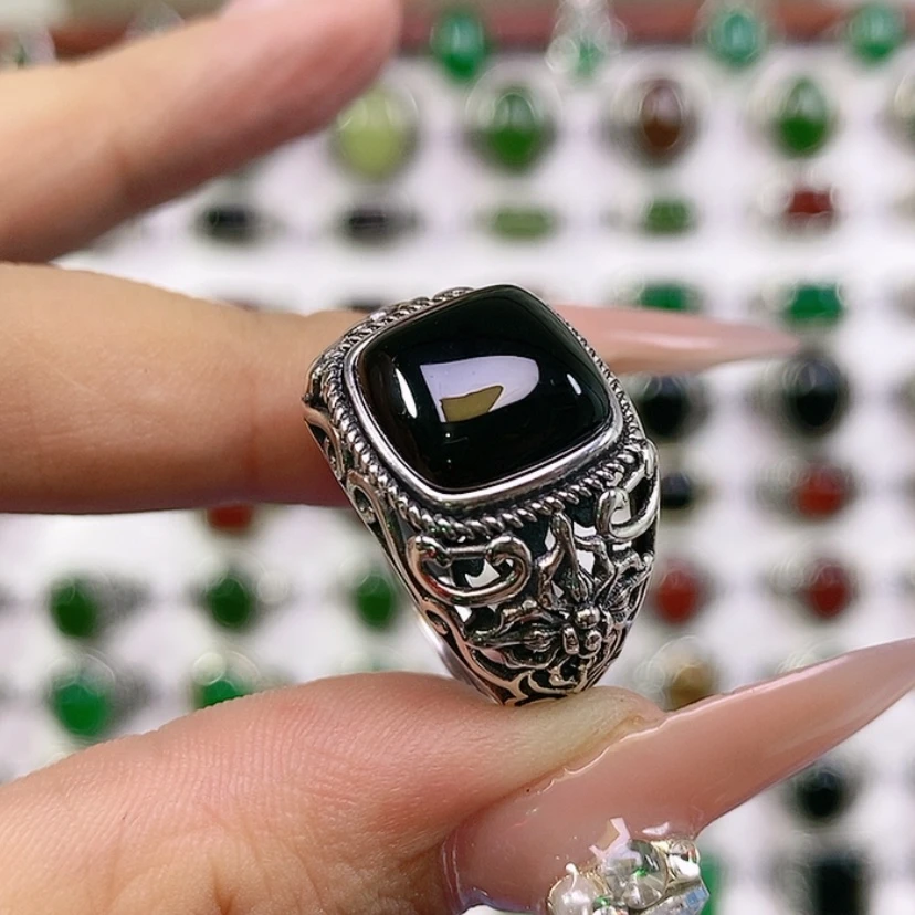 【闪购商品】银S925镶嵌戒指玛瑙/玉髓还****天