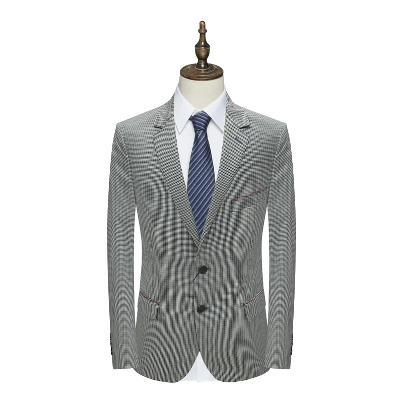 SL24仕东男式春秋西服 两粒扣无开衩商务西装 蓝白格
