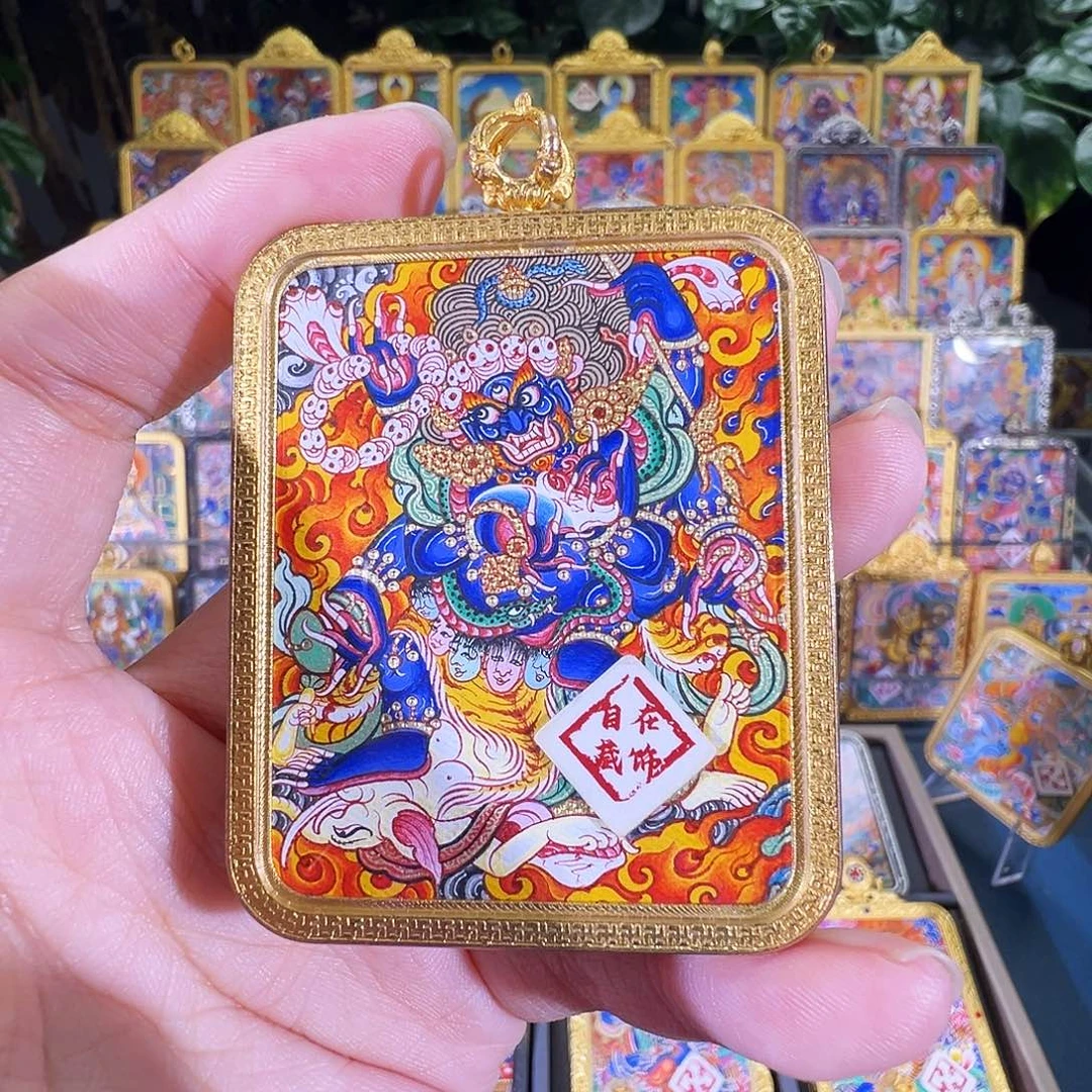 吊坠大黑天热贡纯手绘唐卡