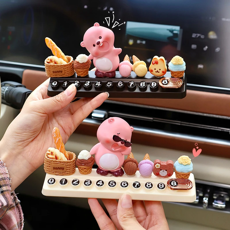 2025新款loopy小海狸车载牌临时汽车停车号码牌车内饰品摆件