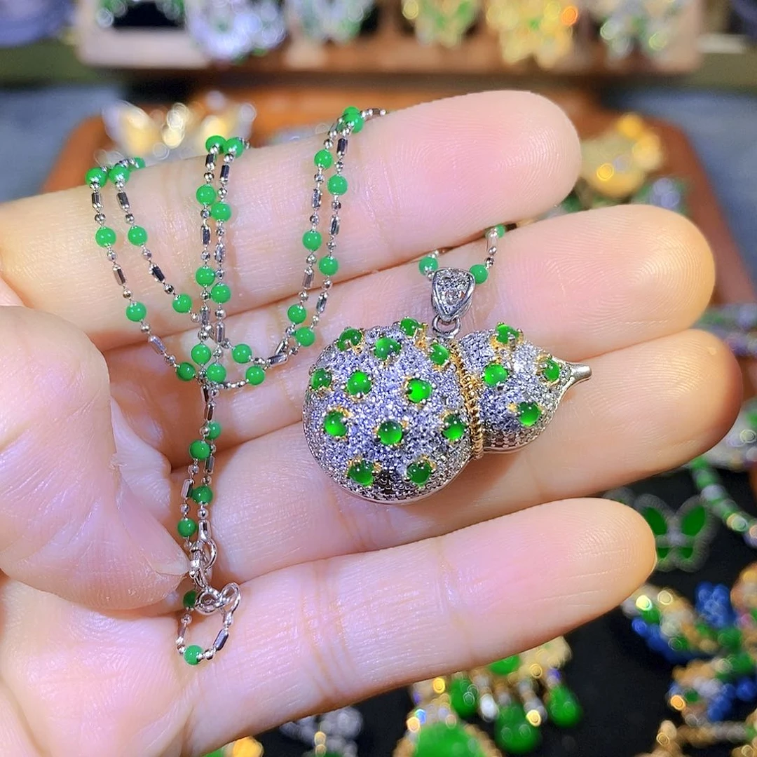 吊坠(不含链)银S925镶嵌翡翠