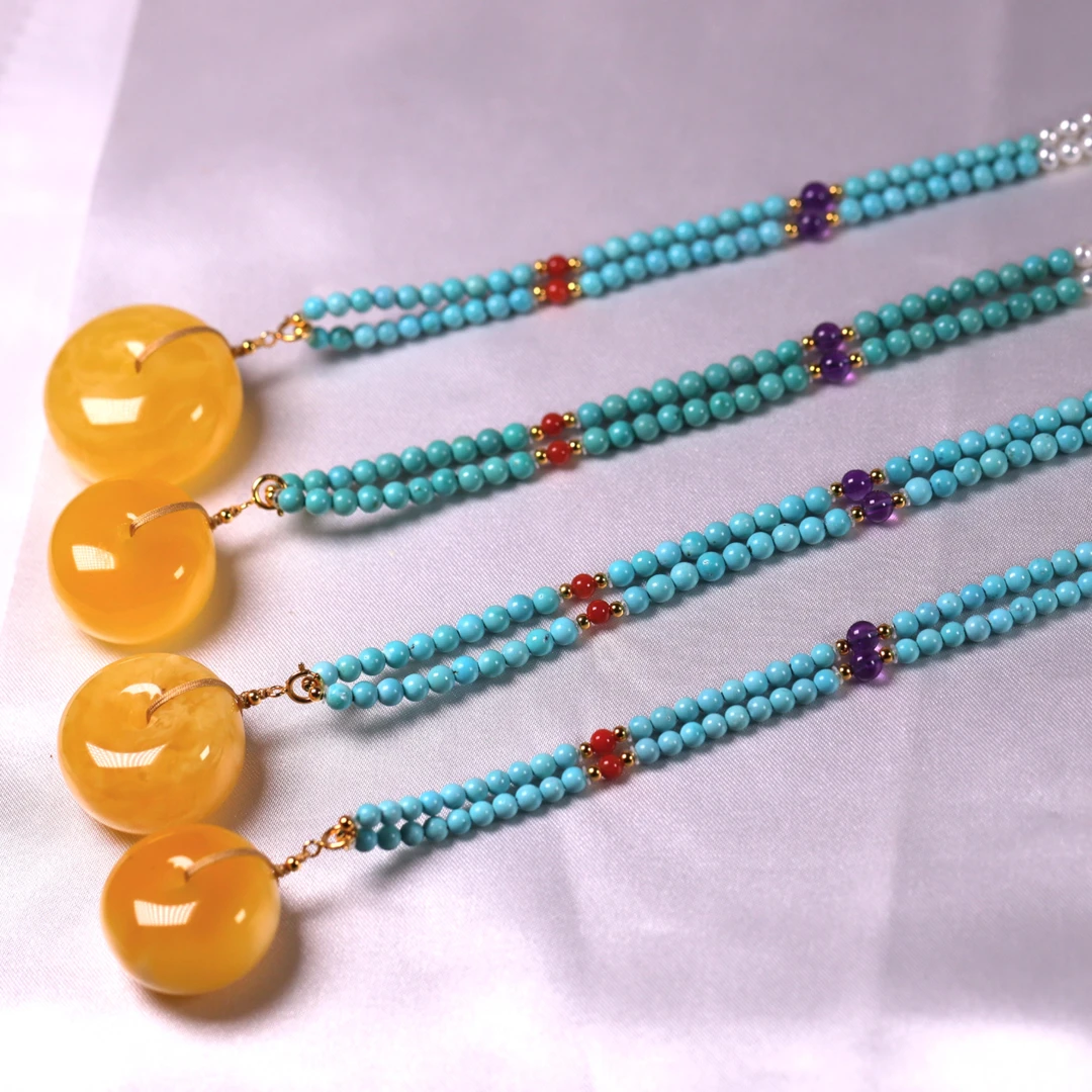 天然原矿绿松石高瓷设计款项链（多样性发货一条）