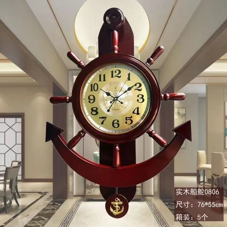 北极星客厅挂钟静音地中海船舵时尚创意简约大气挂表石英钟表家用