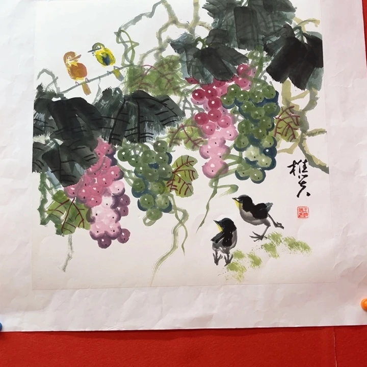 国画花鸟的翅膀和翅膀都是白色的羽毛和50.50