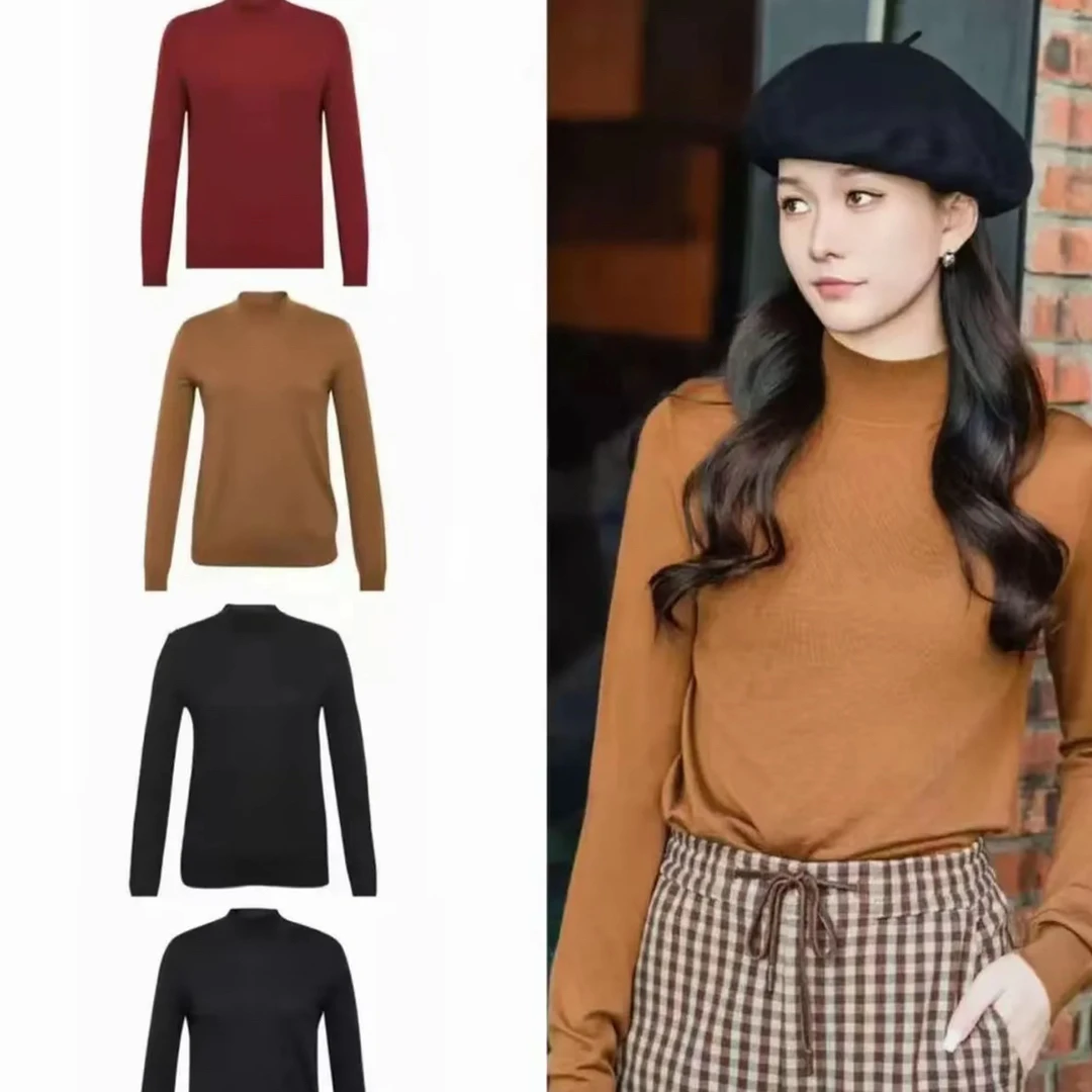 GIRDEAR/哥弟1399330 秋冬女士时尚百搭大衣内搭半高领长袖针织衫