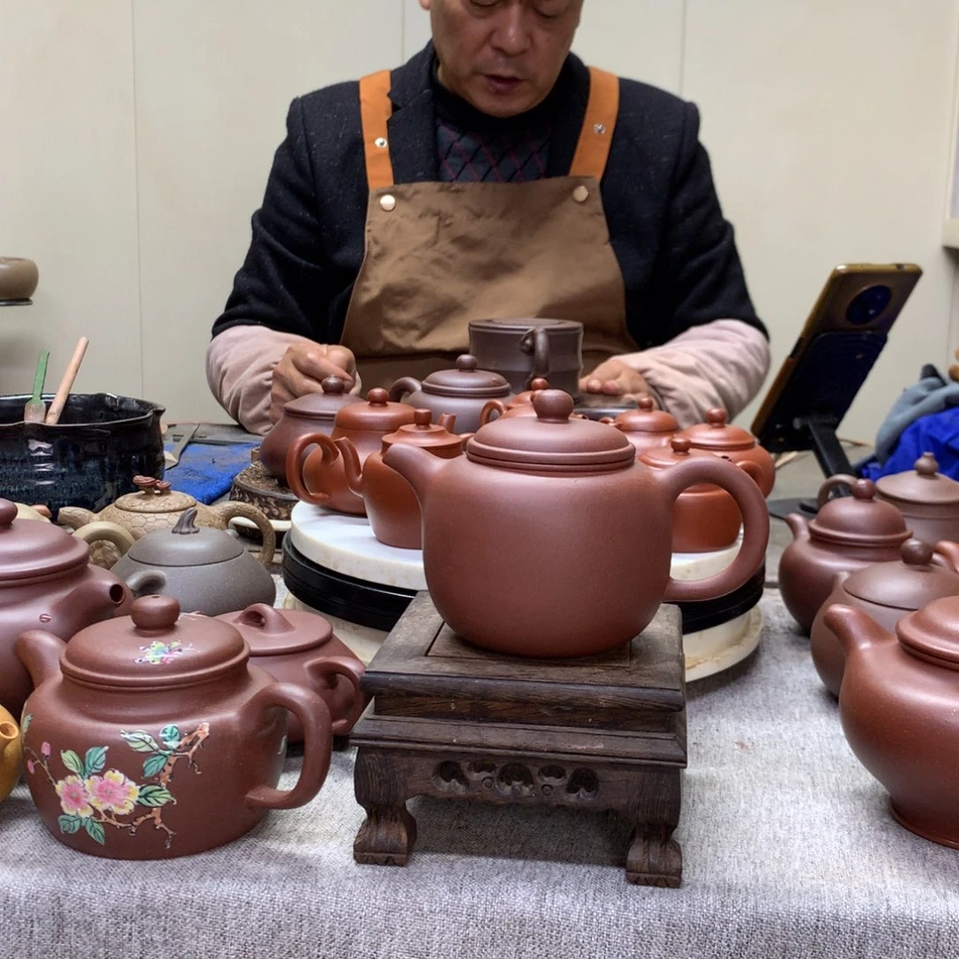 紫泥茶壶鲍尊260 C半手工制作