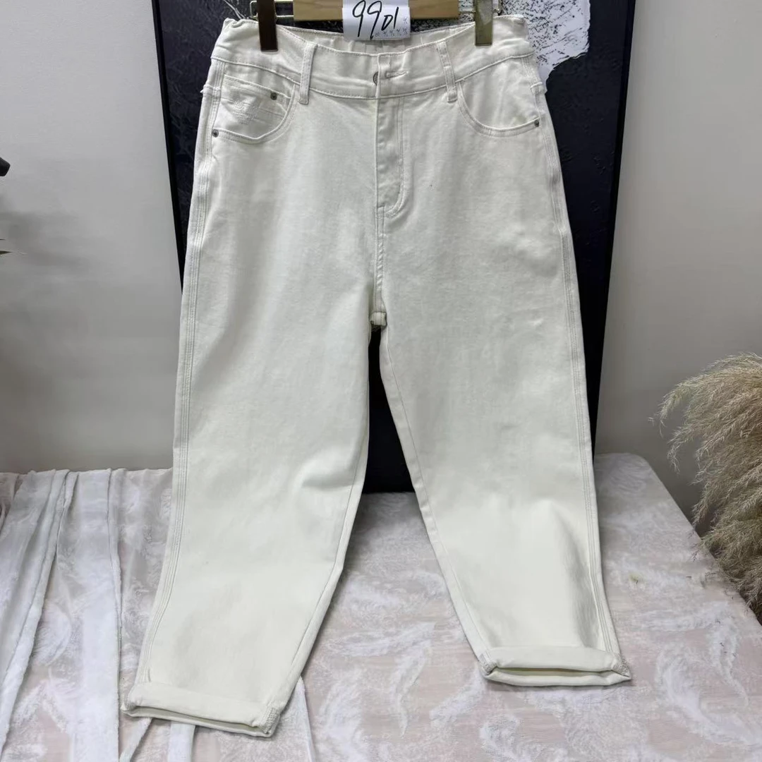 9901-法棍白色牛仔裤