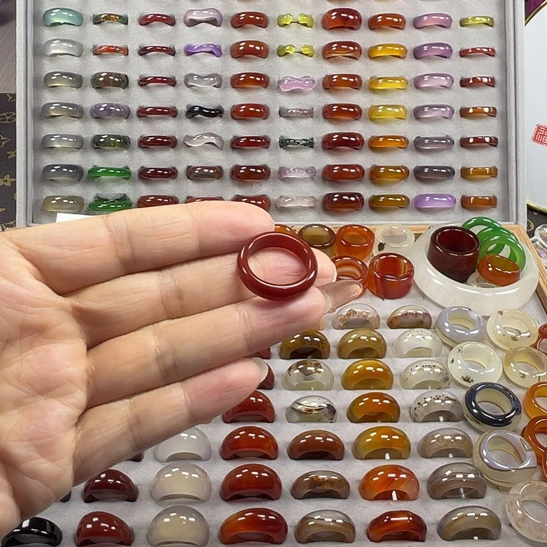 玛瑙/玉髓未镶嵌戒指B2不退换17.2港15