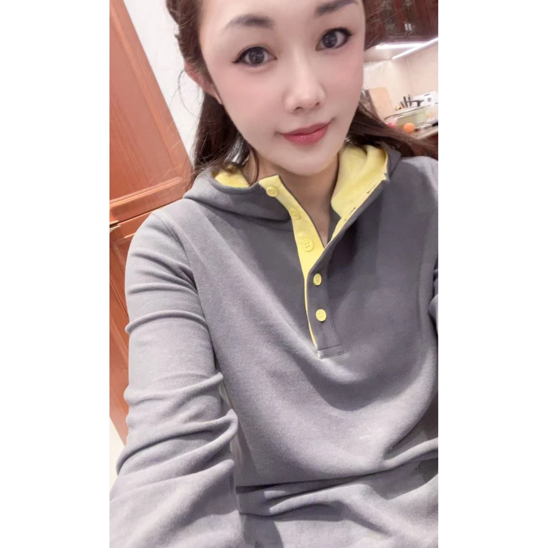 包哥-小版【609灰色+黄帽衫】保暖休闲秋冬2024款爆款T恤圆领百搭