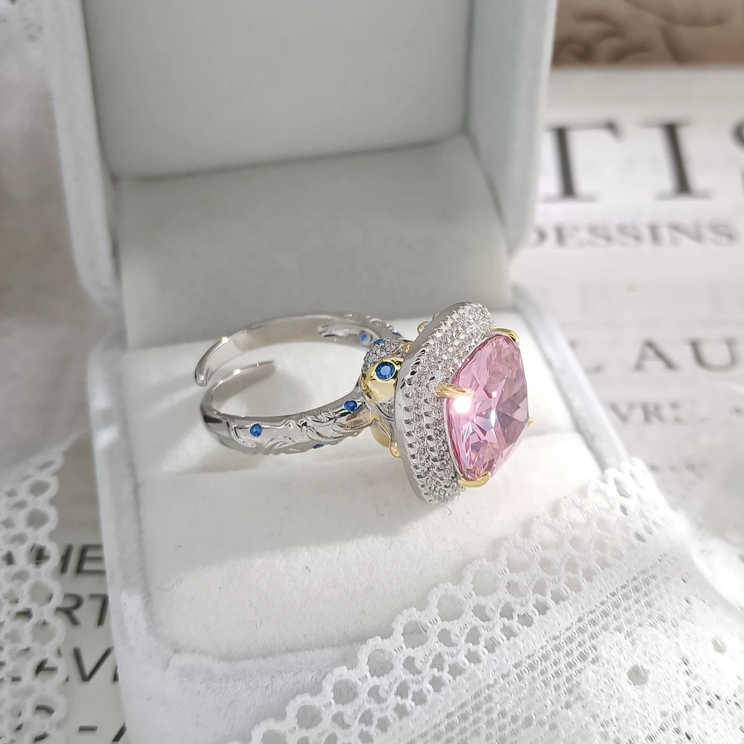 铜合金合成锆石戒指 WHLM-002720【粉樱幻石】戒指精致欧美时尚气质