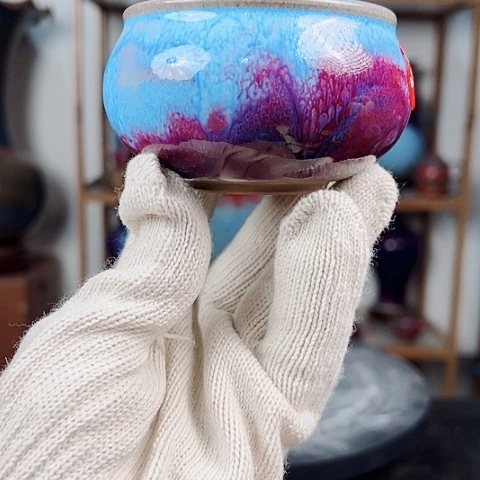 杯原矿釉手工制作钧瓷