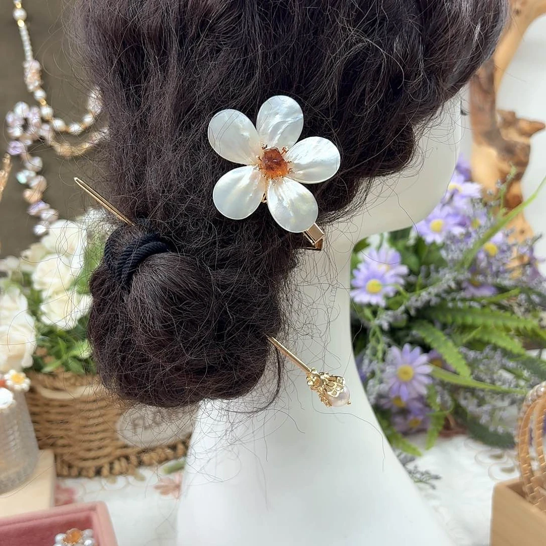 银S925镶嵌淡水珍珠发饰