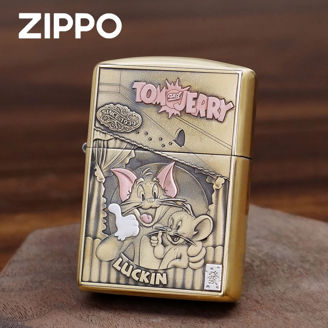 ZIPPO打火机正品/猫和老鼠-黄铜盔甲白铜贴章-动漫【俊昊】DJ1
