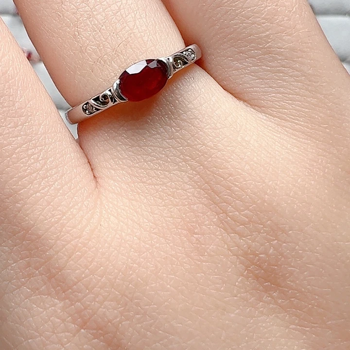 红宝石戒指银S925镶嵌