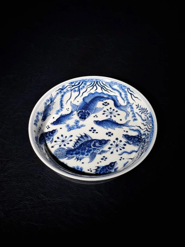 云林匠造仿明青花鱼藻壶承
