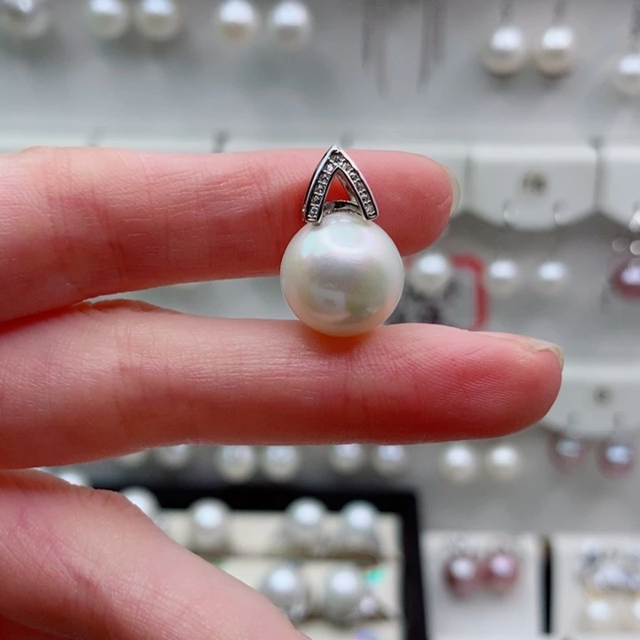 淡水珍珠颈饰银S925镶嵌12+A