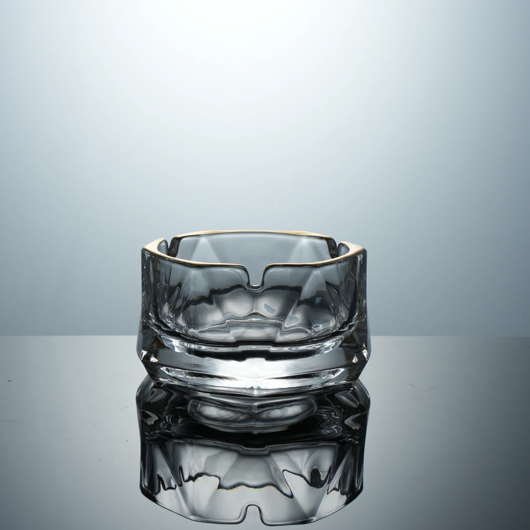 璃湾·十二辉丨镀金十二切面无铅水晶玻璃烟缸 居家日用小烟缸