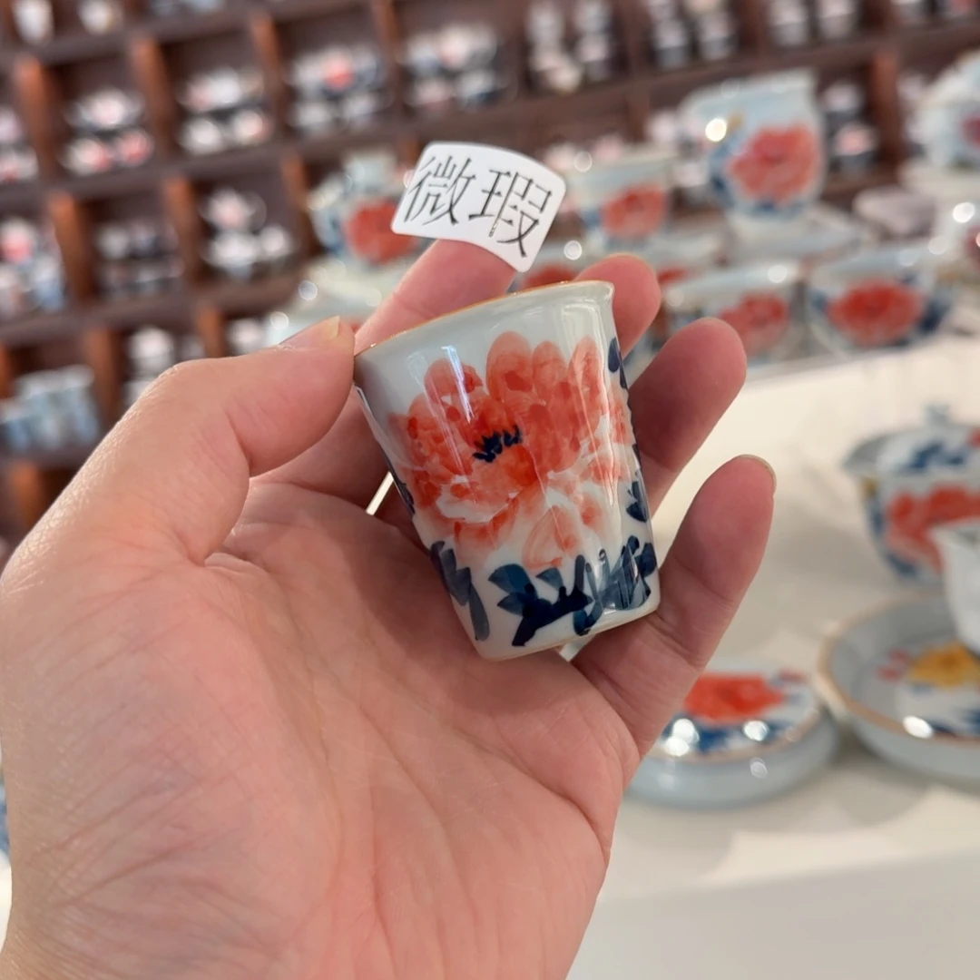 釉下手绘茶具微瑕