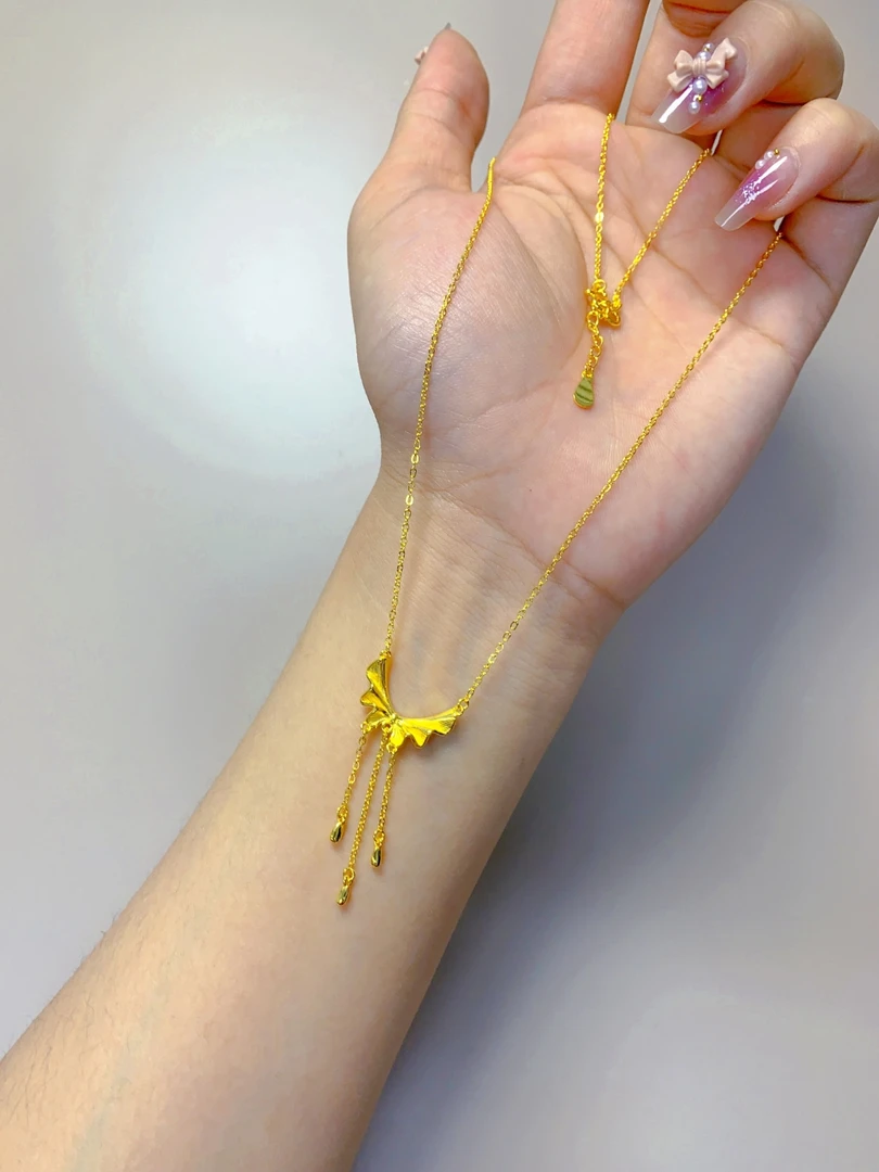 坠链均足银 蝴蝶流苏套链