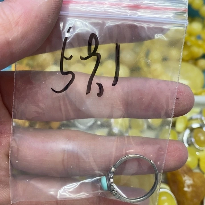 蜜蜡裸石银S925镶嵌戒指