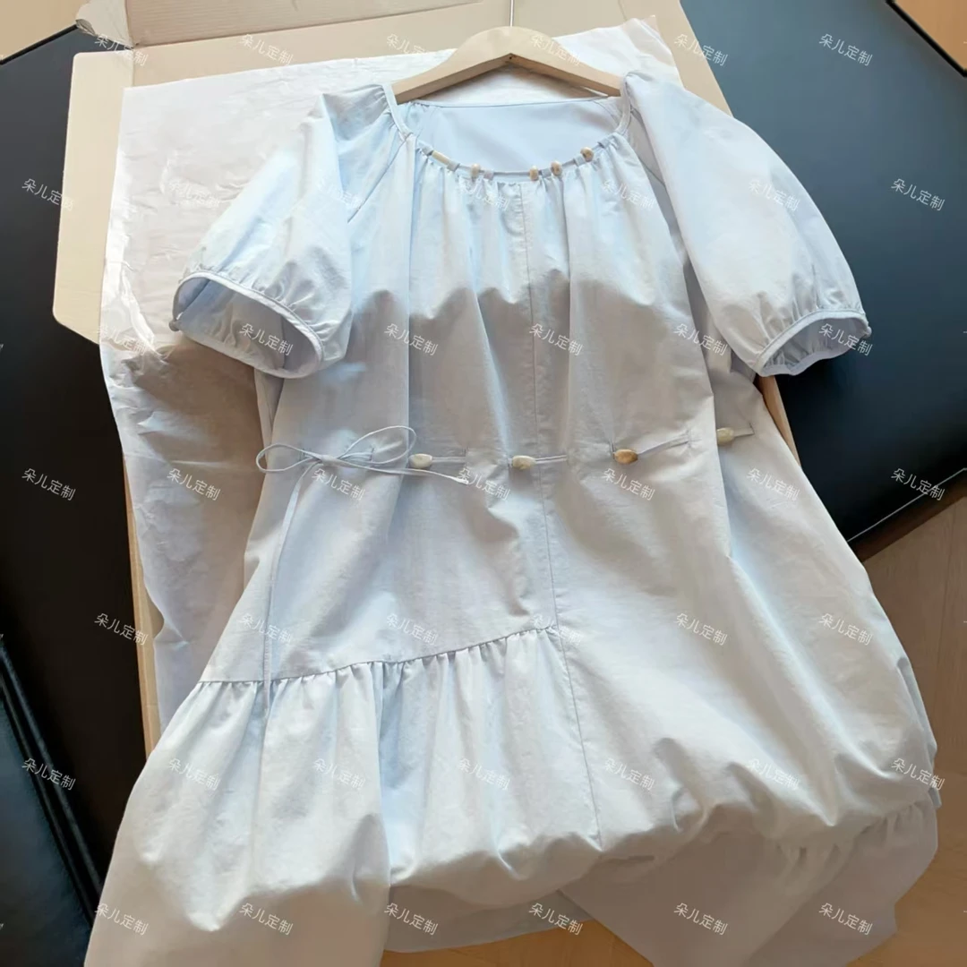 朵儿定制 【冰泉】夏季圆领收腰连衣裙显瘦 IV35