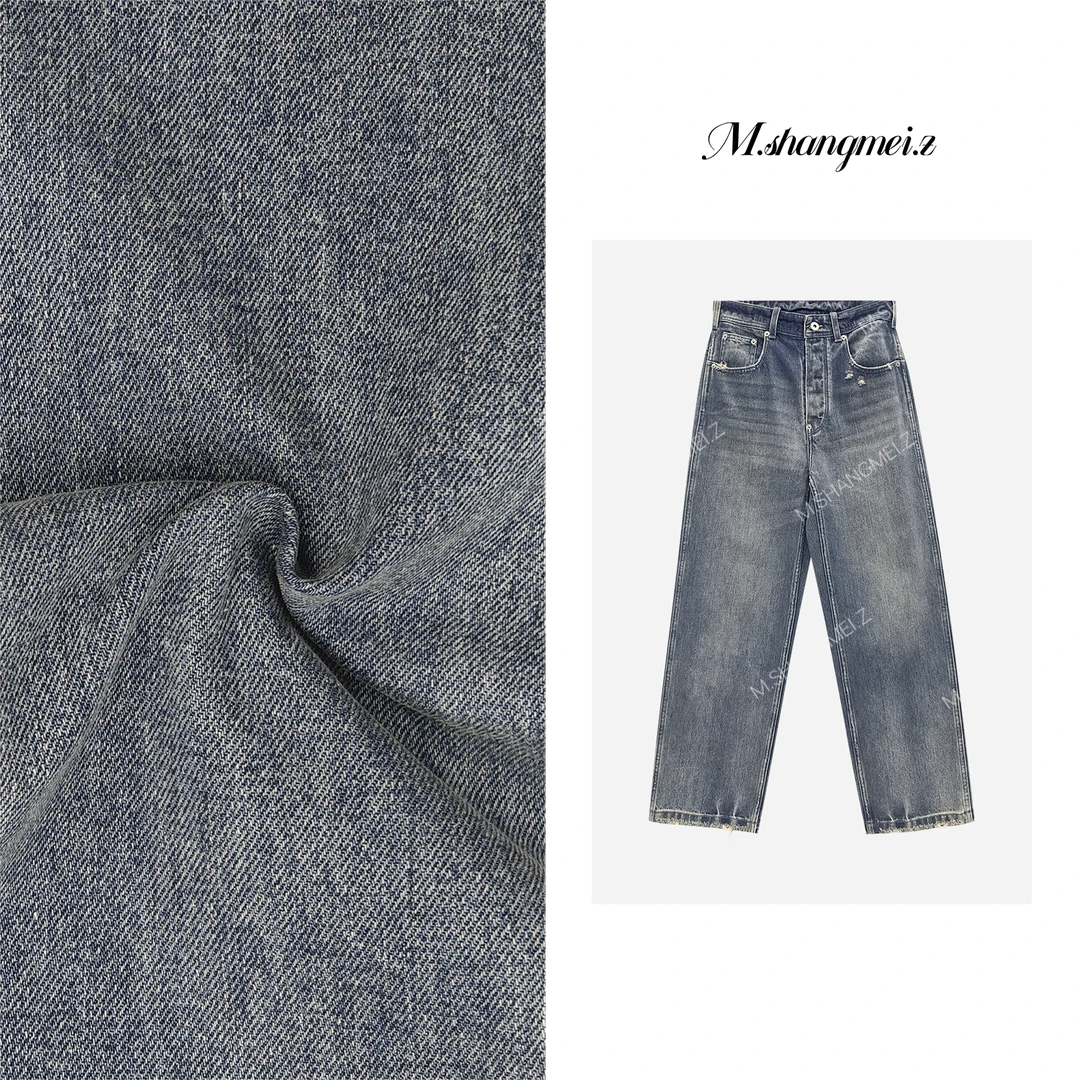 M.SHANGMEI.Z/沐熙【土耳其牛仔】美大哥气质磨边直筒牛仔裤X072732