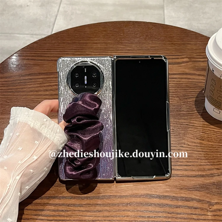 适用华为mate x5手机壳高级感小众渐变闪粉丝巾腕带matex5典藏版