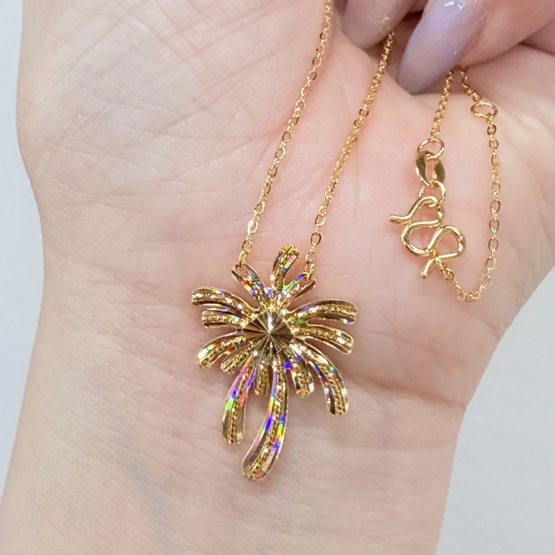 【金项链】炫彩烟花套链黄金5G足金999百搭好礼送女友零附加
