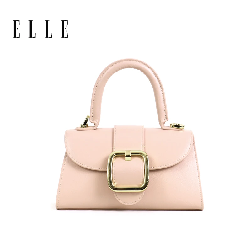 ELLE25新款时尚百搭复古真皮手提包质感小众通勤洋气斜挎包23221