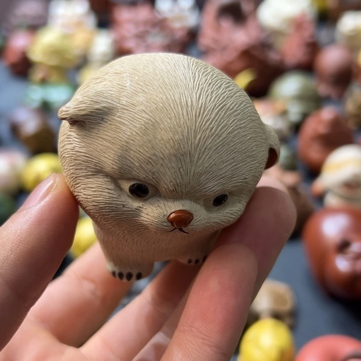 茶宠紫砂紫砂茶宠白玉段泥小狗