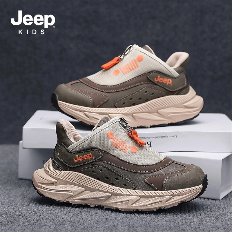 Jeep童鞋2025秋季新款厚底舒适耐磨防滑运动鞋网面透气百搭休闲鞋