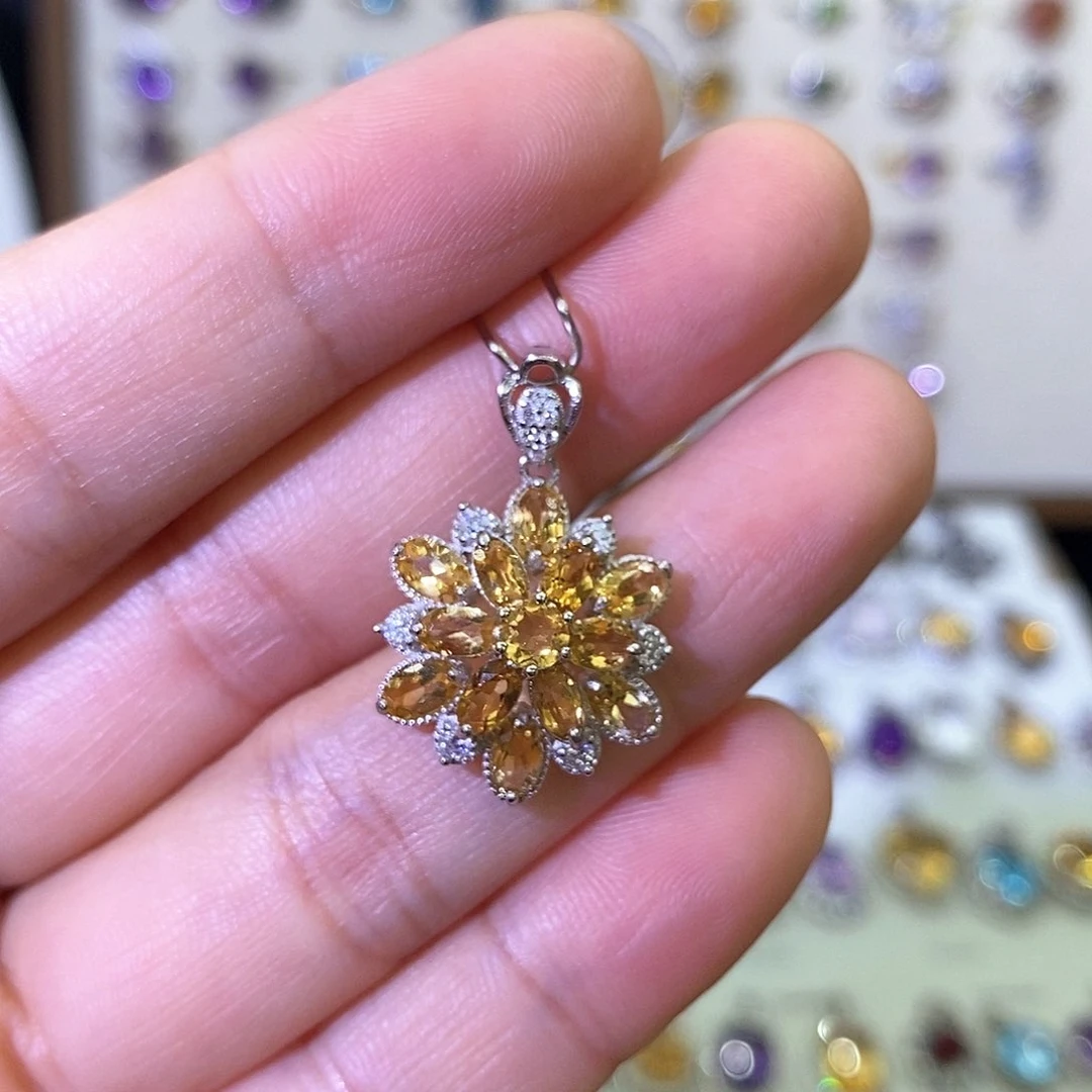 银S925镶嵌吊坠(不含链)黄晶需要证书备注