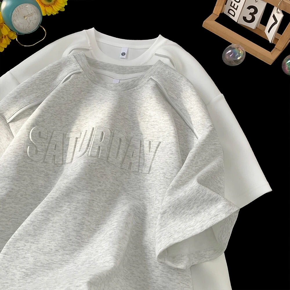 @MXD 美式潮牌钢印字母冰感棉短袖男T恤夏季宽松廓形五分半袖体恤