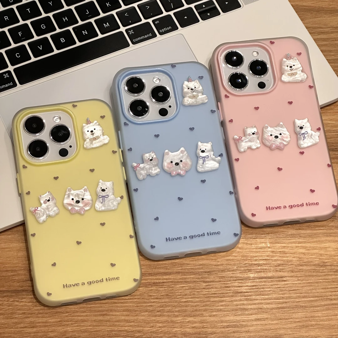 雅天立可爱立体小狗贴件适用iPhone16/15肤感13手机壳14苹果12套