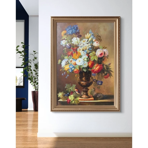 美式风复古油画挂画楼梯间客厅沙发背景墙花卉壁画欧式挂画