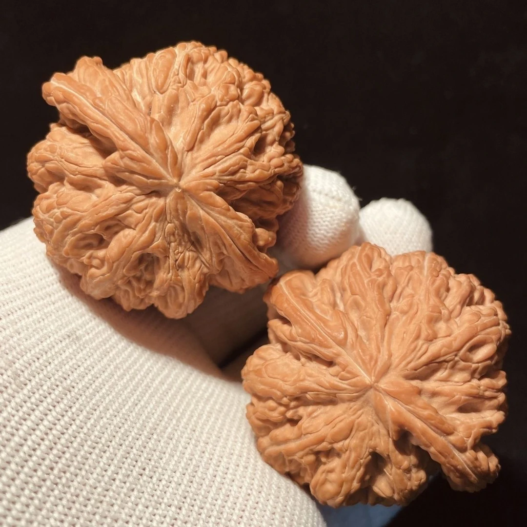 闷尖白狮子头大粗筋文玩核桃手把件天然原色可随身把玩