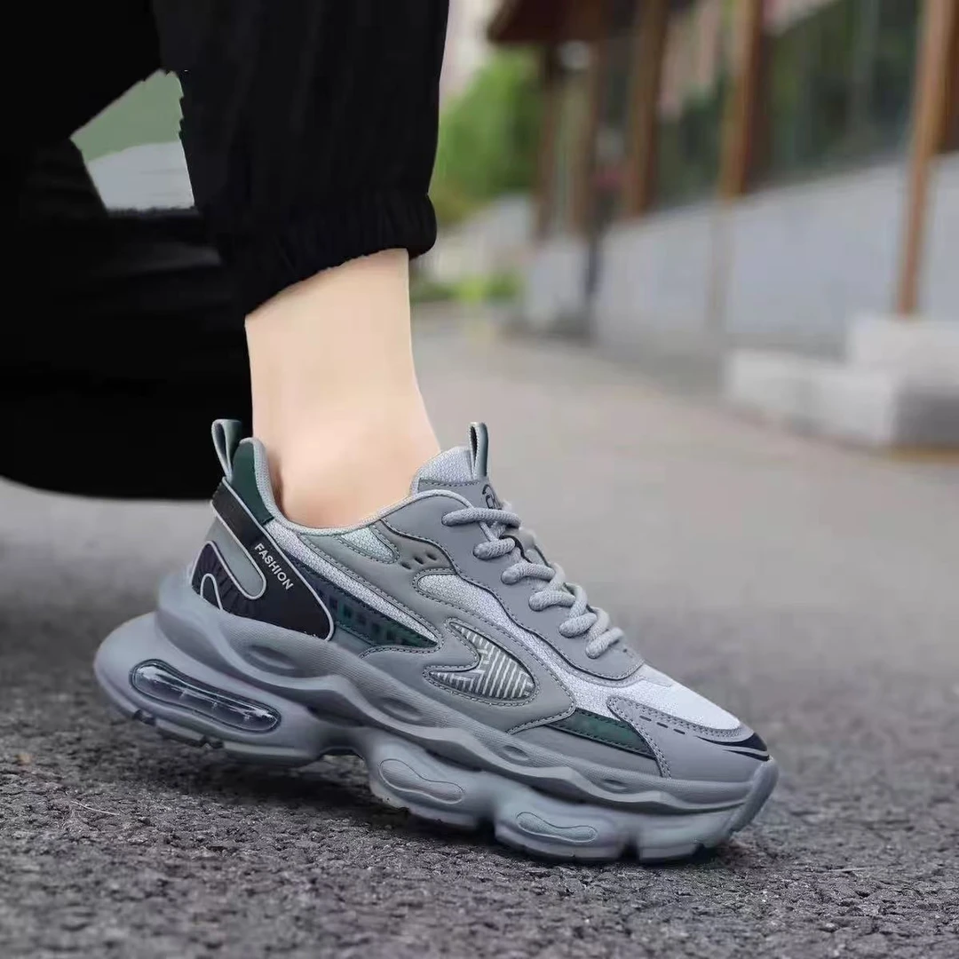 C2997  灰绿色 男士时尚休闲运动系带 老爹鞋