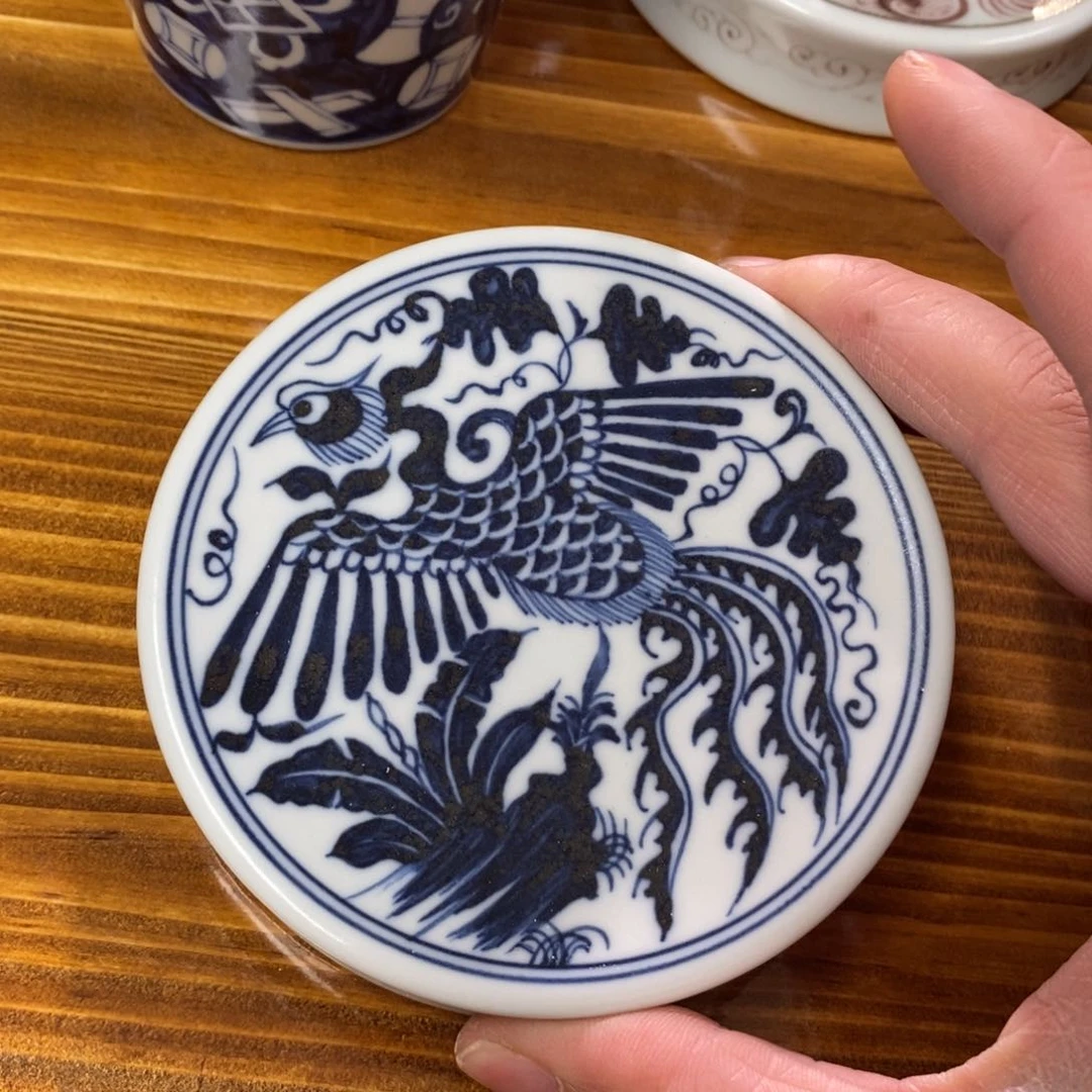 景德镇手工手绘陶瓷盖置