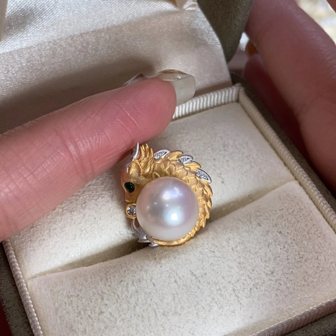 淡水珍珠吊坠(不含链)银S925镀金镶嵌微瑕