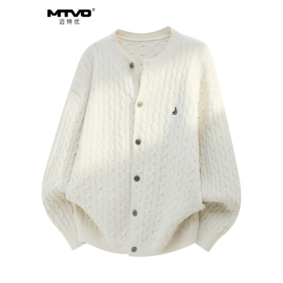 开衫绣花毛衣2025年秋季男款美式潮牌高街慵懒风百搭休闲针织开衫