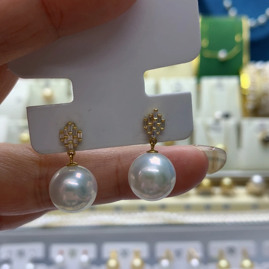 淡水珍珠耳饰18K金镶嵌