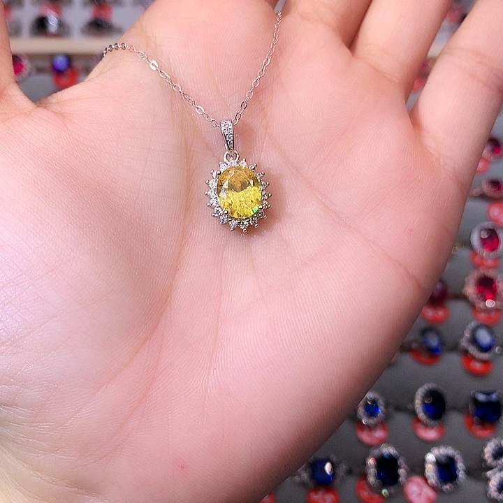 黄晶吊坠(赠链)银S925镶嵌