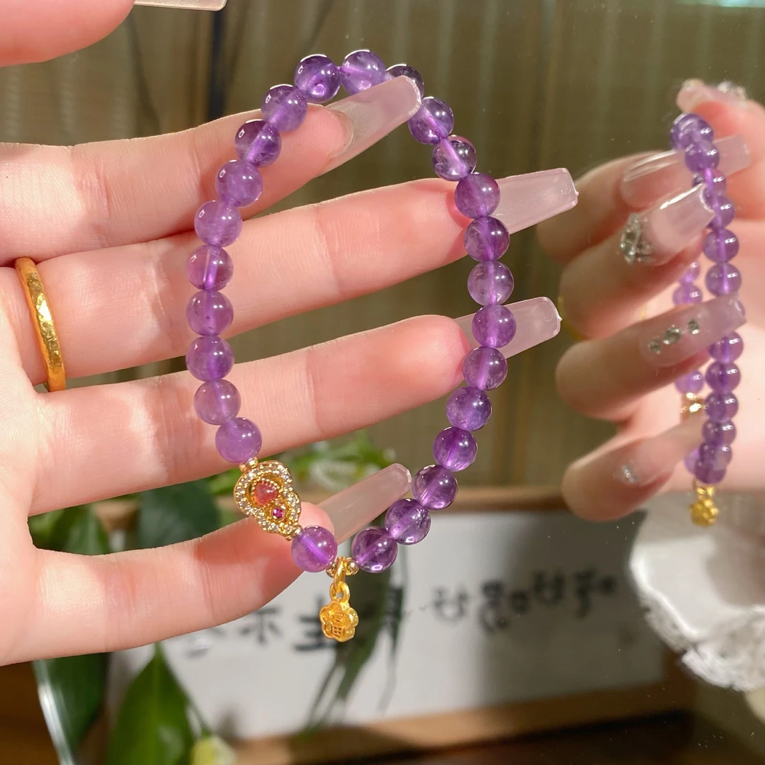 【福禄】6mm天然紫水晶碧玺葫芦爆款事业学业智慧显白气质手串