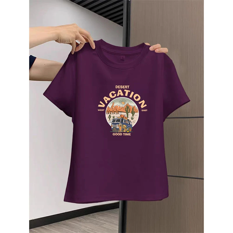 2025新款短袖t恤女薄款夏季宽松正肩圆领设计感体恤衫休闲上衣潮