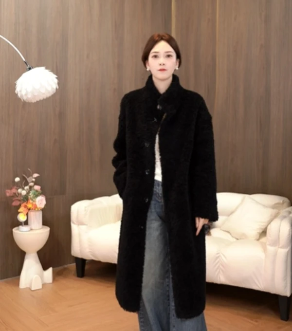 MZ1005  慵懒风秋冬女款100%羊毛长款秋冬外套