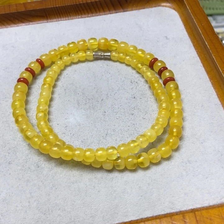 蜜蜡银S925镶嵌裸石串