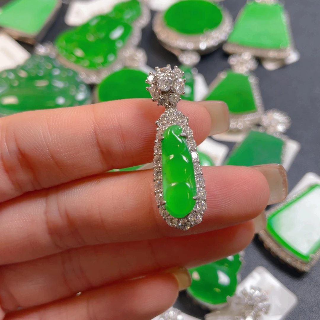 翡翠银S925镶嵌吊坠(不含链)