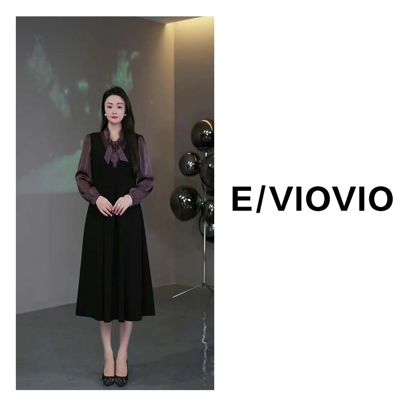 莉莉定制大码女装春款微胖时尚气质拼接显瘦连衣裙中长款ZB6484